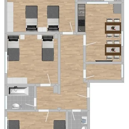 Am111 - Grosse Monteurwohnung Uebergangswohnung Mit Balkon Appartement